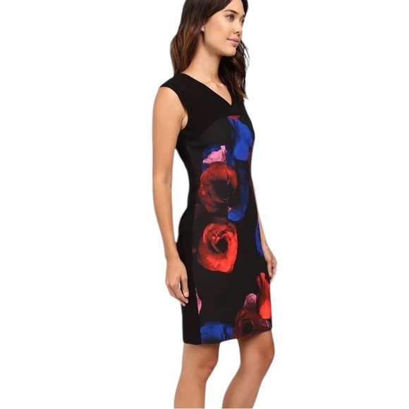 Ellen Tracy Blooms Multi Floral Sleeveless Dress Black Size 6 - Picture 11 of 11